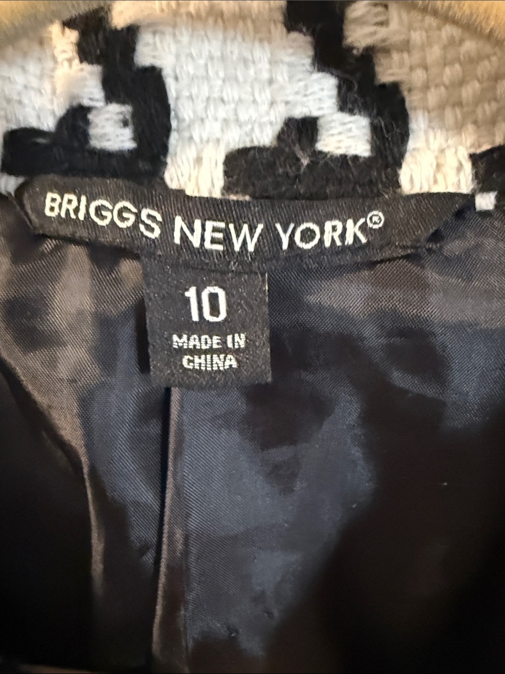Briggs New York Black & White Houndstooth Cropped Pea Coat - Picture 2 of 5